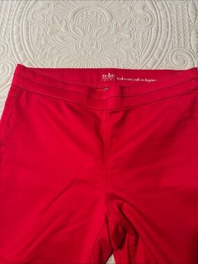 Soho Jeans High Waist Pull-On straight leg Jeans- Bright Red